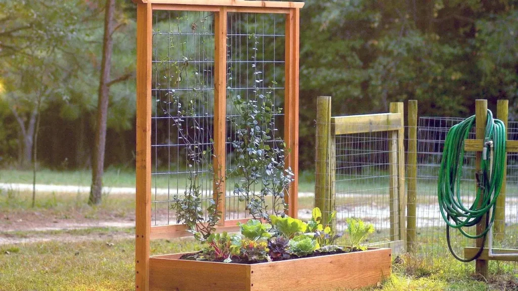 Raised Bed with Built-In Trellis